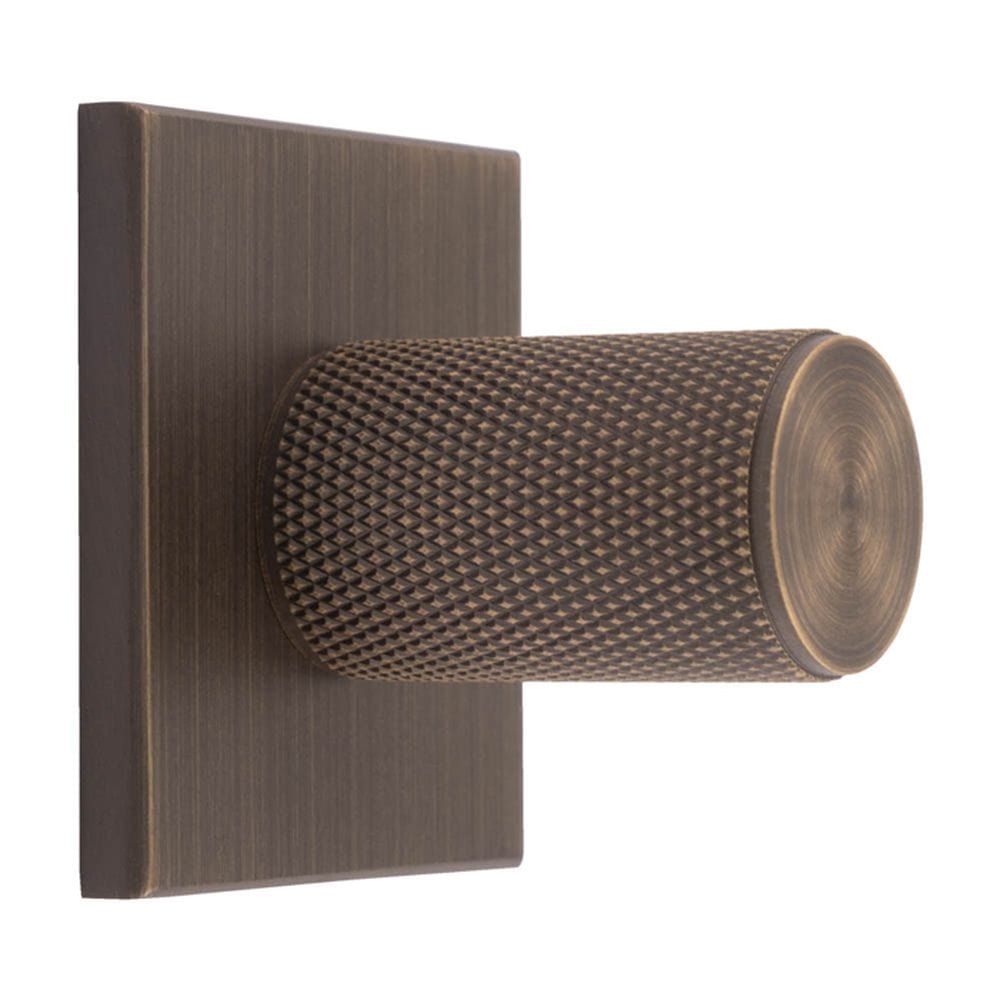 Carlisle Brass Cabinet Hardware Antique brass / Cabinet Knob on Backplate Carlisle Brass - Knurled Cylinder Knob on backplate