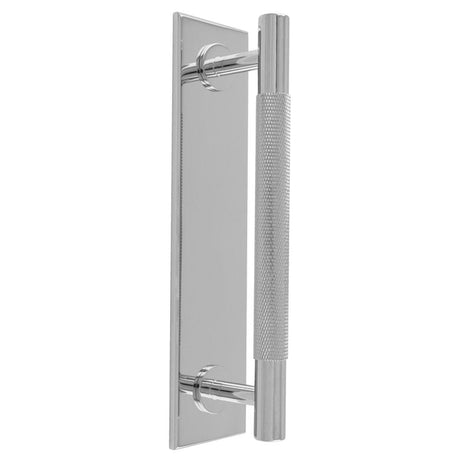 Carlisle Brass Cabinet Hardware Polished Chrome / Cabinet Pull Handle on Backplate / 128mm c/c Carlisle Brass - Knurled Pull handle on Backplate - 128mm c/c - Polished Chrome
