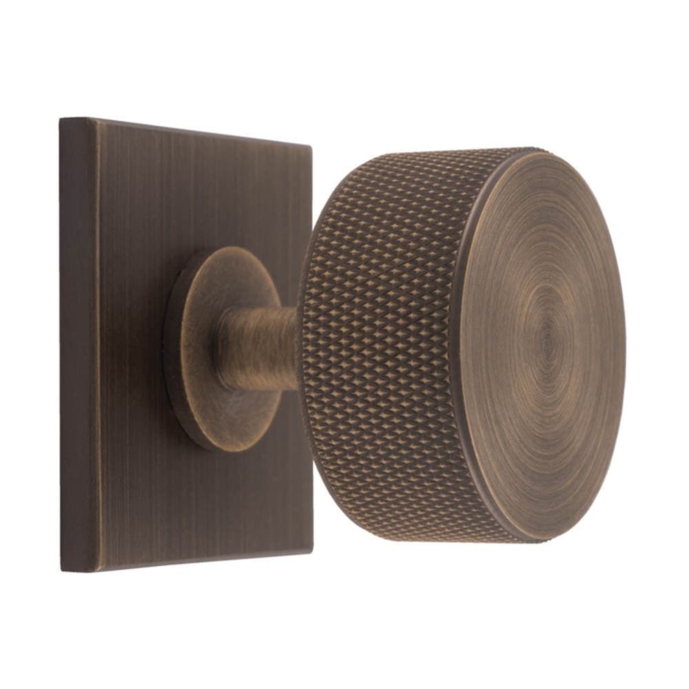 Carlisle Brass Cabinet Hardware Antique brass / Cabinet Knob on Backplate Carlisle Brass - Knurled Radio Knob on Backplate