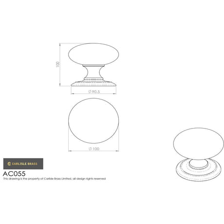 Carlisle Brass Door Furniture Polished Chrome / Round Centre Door Knob Carlisle Brass - Large Centre Door Knob - Polished Chrome