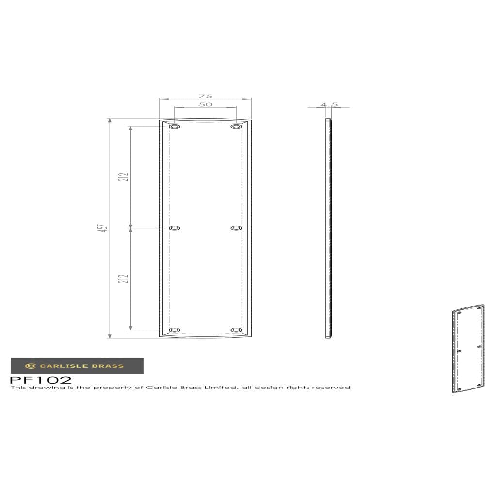 Carlisle Brass Door Furniture Polished Brass / Finger Plates / 457 x 75mm Carlisle Brass - Large Push Plate 457 x 75mm - Polished Brass