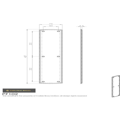 Carlisle Brass Door Furniture Polished Brass / Finger Plates / 457 x 75mm Carlisle Brass - Large Push Plate 457 x 75mm - Polished Brass