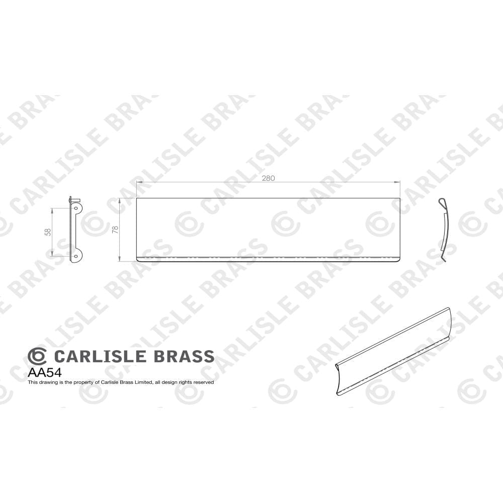 Carlisle Brass Door Furniture Polished Brass / Interior Letter Flap / 280 x 76mm Carlisle Brass - Letter Tidy 280 x 76mm - Polished Brass