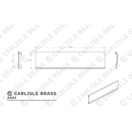 Carlisle Brass Door Furniture Satin Stainless Steel/Polished Chrome / Interior Letter Flap / 280 x 76mm Carlisle Brass - Letter Tidy 280 x 76mm - SSS/Polished Chrome