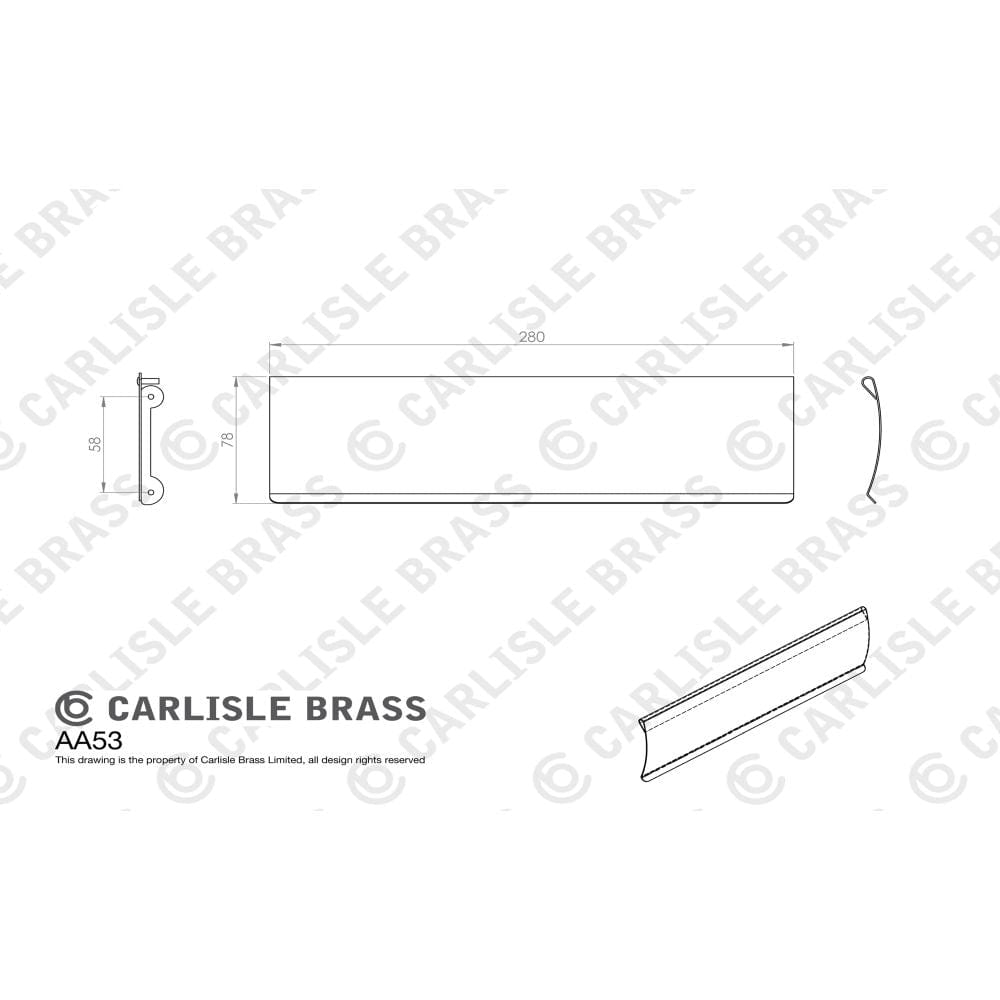 Carlisle Brass Door Furniture Satin Stainless Steel/Polished Chrome / Interior Letter Flap / 280 x 78mm Carlisle Brass - Letter Tidy 280 x 78mm - SSS/Polished Chrome
