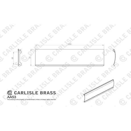 Carlisle Brass Door Furniture Satin Stainless Steel/Polished Chrome / Interior Letter Flap / 280 x 78mm Carlisle Brass - Letter Tidy 280 x 78mm - SSS/Polished Chrome