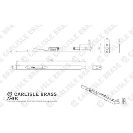 Carlisle Brass Accessories Satin Nickel / Flush Bolts / 250mm / 10" Carlisle Brass - Lever Action Flush Bolt 254mm - Satin Nickel