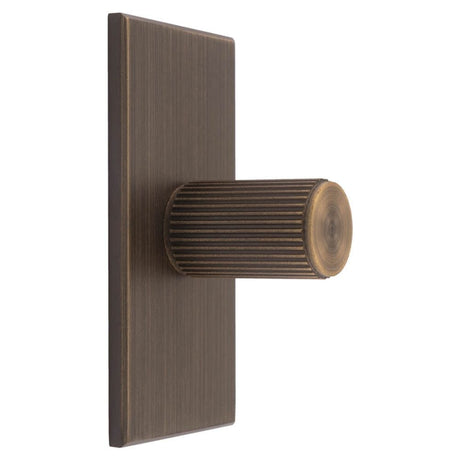 Carlisle Brass Cabinet Hardware Antique brass / Cabinet Knob on Backplate Carlisle Brass - Lines Cylinder Knob on Backplate