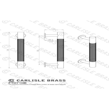 Carlisle Brass Cabinet Hardware Satin Brass / Cabinet Pull Handles / 128mm c/c Carlisle Brass - Lines Pull Handle 128mm c/c - Satin Brass