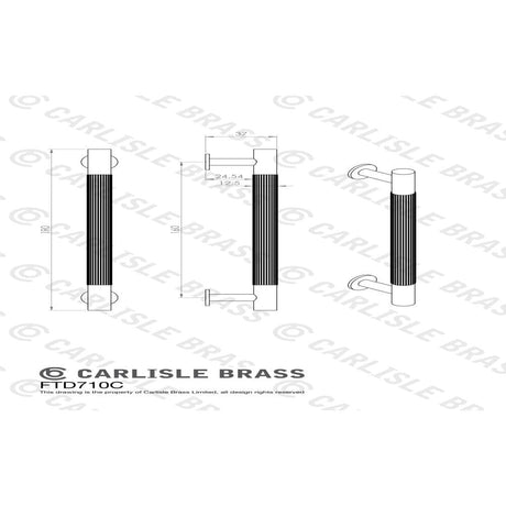 Carlisle Brass Cabinet Hardware Polished Chrome / Cabinet Pull Handles / 160mm c/c Carlisle Brass - Lines Pull Handle 160mm c/c - Polished Chrome