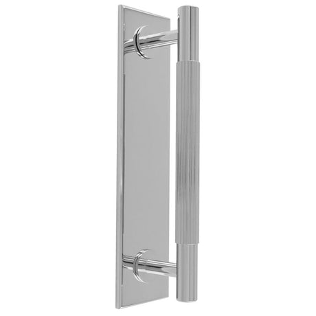 Carlisle Brass Cabinet Hardware Polished Chrome / Cabinet Pull Handle on Backplate / 128mm c/c Carlisle Brass - Lines Pull Handles on backplate - 128mm c/c - Polished Chrome