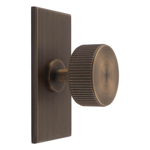 Carlisle Brass Cabinet Hardware Antique brass / Cabinet Knob on Backplate Carlisle Brass - Lines Radio Knob on Backplate