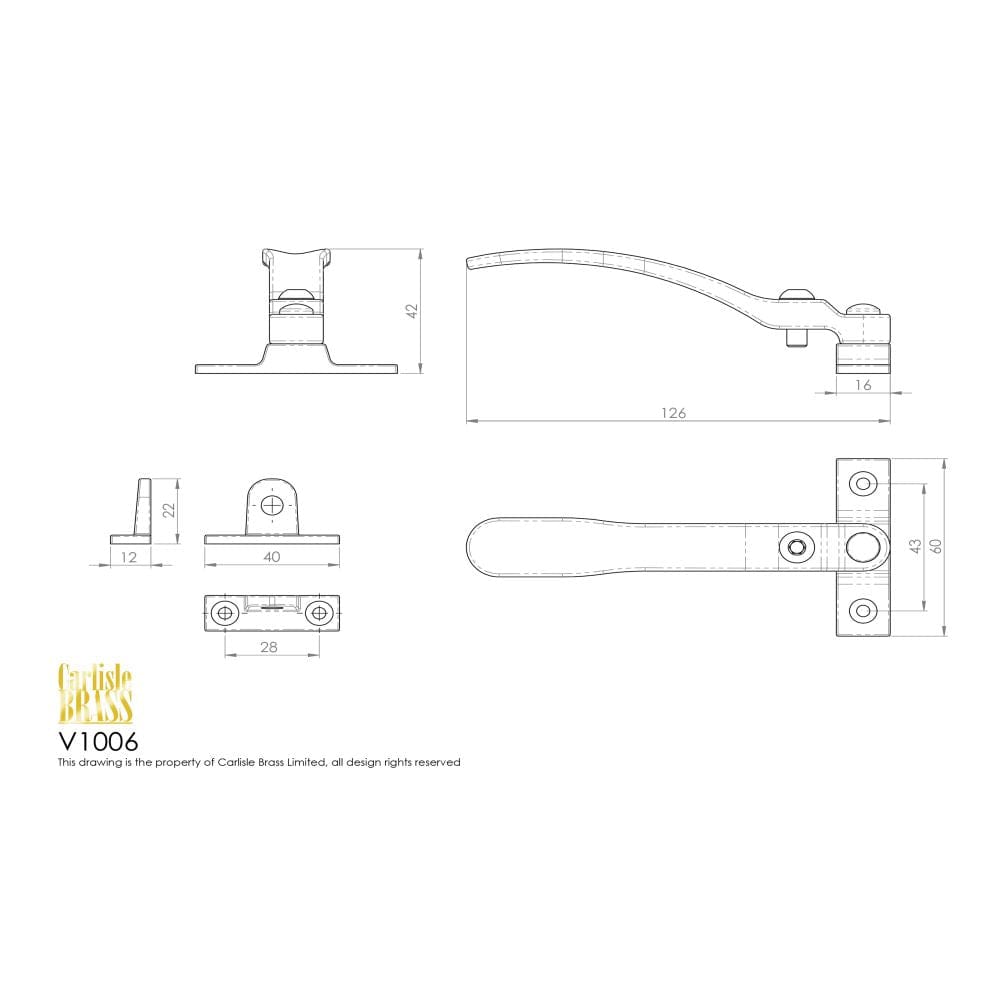 Carlisle Brass Window Furniture Polished Chrome / Yes / Wedge Carlisle Brass - Locking Casement Fastener - Polished Chrome