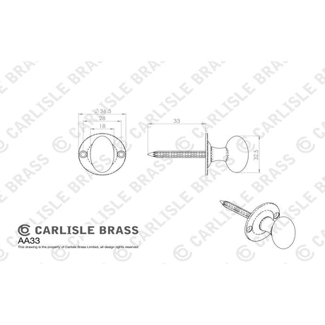 Carlisle Brass Locks & Latches Polished Chrome / Turn for Rack Bolt Carlisle Brass - Oval Thumb Turn - Polished Chrome