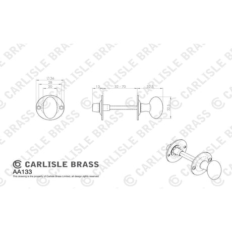 Carlisle Brass Door Furniture Polished Chrome / No Carlisle Brass - Oval Thumb Turn with Coin Release - Polished Chrome