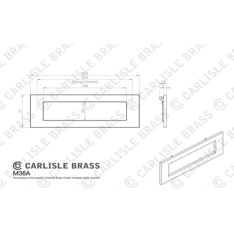 Carlisle Brass Door Furniture Polished Brass / Letter Plates / 253 x 77mm Carlisle Brass - Plain Letter Plate 253 x 77mm - Polished Brass