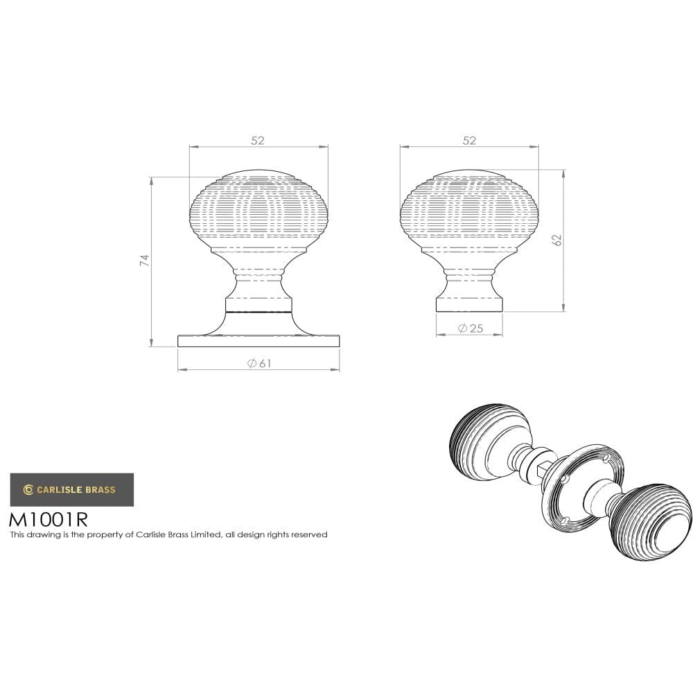 Carlisle Brass Door Furniture Polished Chrome / Rim Knobs Carlisle Brass - Queen Anne Mortice Rim Knob - Polished Chrome