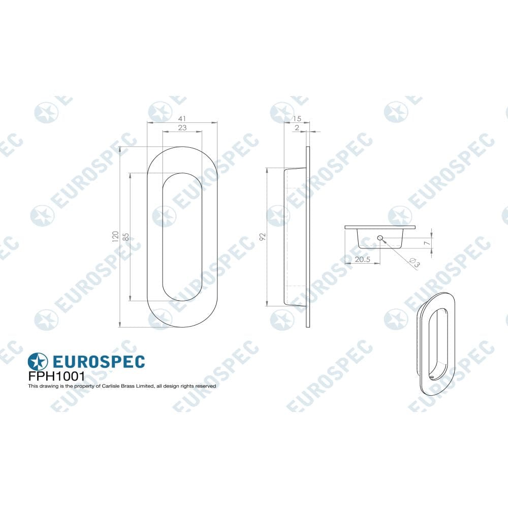 Carlisle Brass Door Furniture Satin PVD / Flush Handle / Radius Carlisle Brass - Radius Flush Pull - Satin PVD