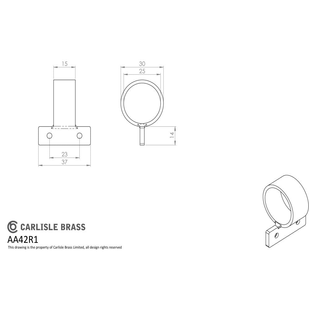 Carlisle Brass Window Furniture Satin Chrome / Sash Ring Carlisle Brass - Ring Sash Lift Vertical fit - Satin Chrome