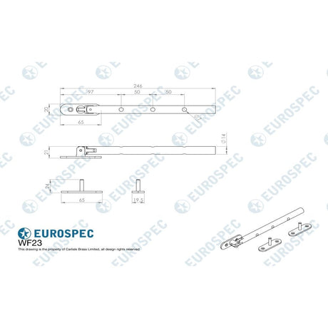 Carlisle Brass Window Furniture Satin Stainless Steel / 10"/250mm Carlisle Brass - Round Casement Stay 246mm Length Grade 316 - Stainless Steel