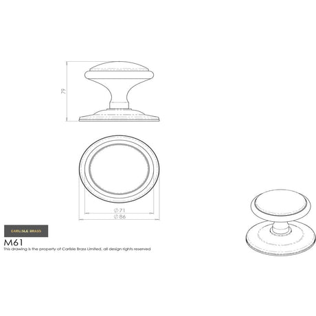 Carlisle Brass Door Furniture Polished Chrome / Round Centre Door Knob Carlisle Brass - Round Centre Door Knob - Polished Chrome