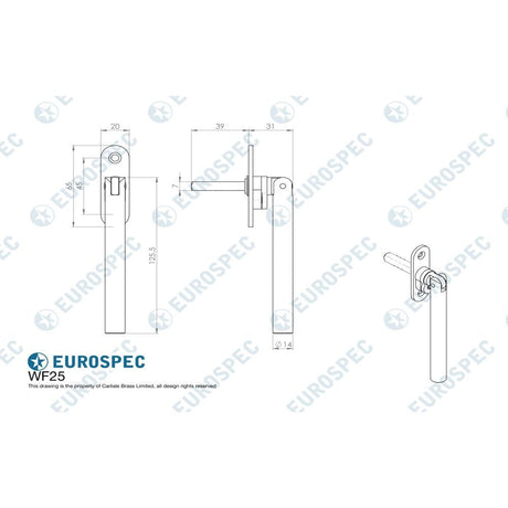 Carlisle Brass Window Furniture Satin Stainless Steel / Universal / Yes Carlisle Brass - Round Locking Casement Espagnolette Fastener 125mm Grade 316 -
