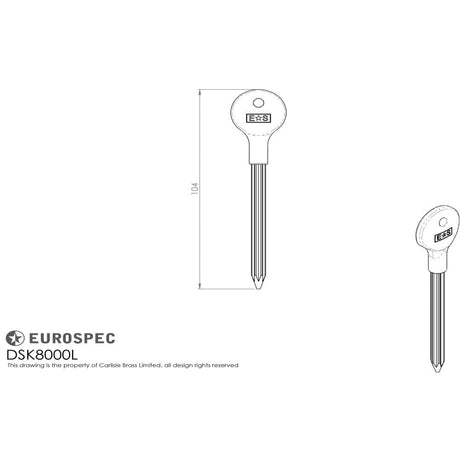 Carlisle Brass Locks & Latches N/A / Security Bolts & Accessories Carlisle Brass - Security Door Bolt Key (Long) - Blue
