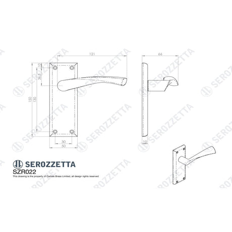 Carlisle Brass Door Furniture Matt Black / Latch Handles Carlisle Brass - Serozzetta Venti Lever on Latch Backplate - Matt Black