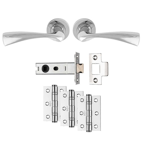 Carlisle Brass Door Furniture Polished Chrome / Handles, Hinges and Latch Pack Carlisle Brass - Sintra Latch Pack - Ultimate Door Pack - Polished Chrome