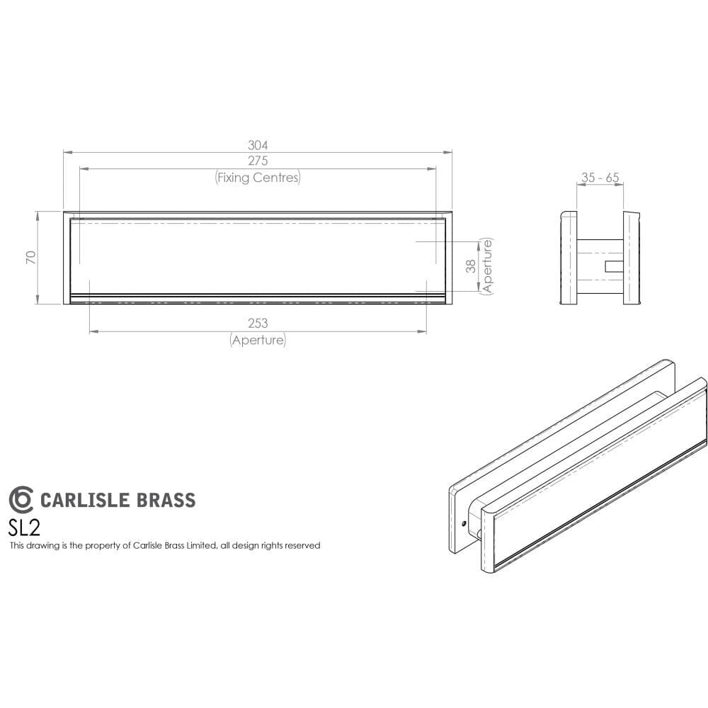 Carlisle Brass Door Furniture Gold Anodised Aluminium / Sleeved Letterbox / 300 x 69mm Carlisle Brass - Sleeve Letter Plate 300 x 69mm - Gold Anodised Aluminium