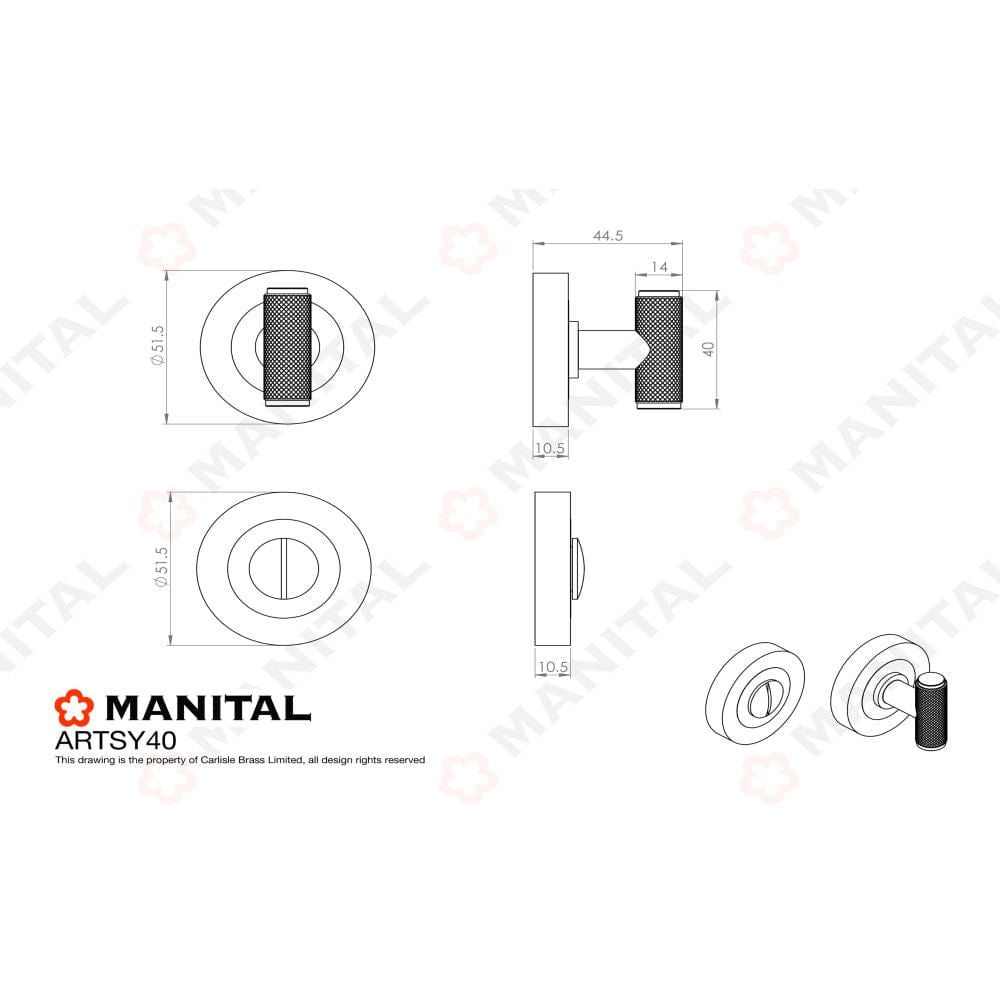 Carlisle Brass Door Furniture Polished Chrome / No Carlisle Brass - Syntax Turn & Release - Polished Chrome