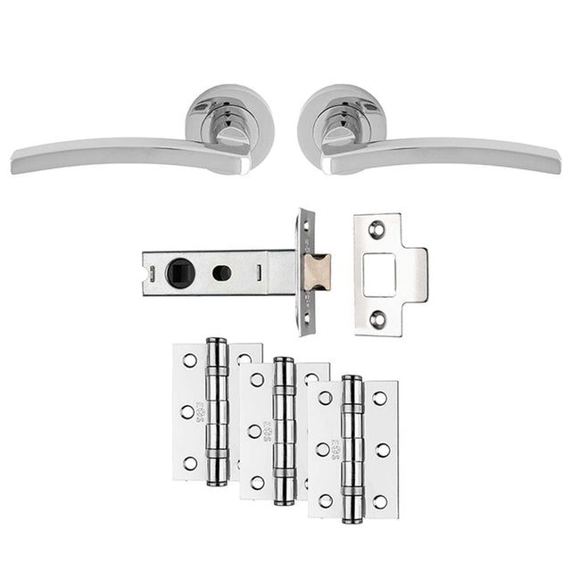 Carlisle Brass Door Furniture Polished Chrome / Handles, Hinges and Latch Pack Carlisle Brass - Tavira Latch Pack - Ultimate Door Pack - Polished Chrome