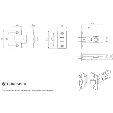 Carlisle Brass Locks & Latches Florentine Bronze / Tubular Mortice Latch / 2.5" Carlisle Brass - Tubular Latch 64mm - Florentine Bronze