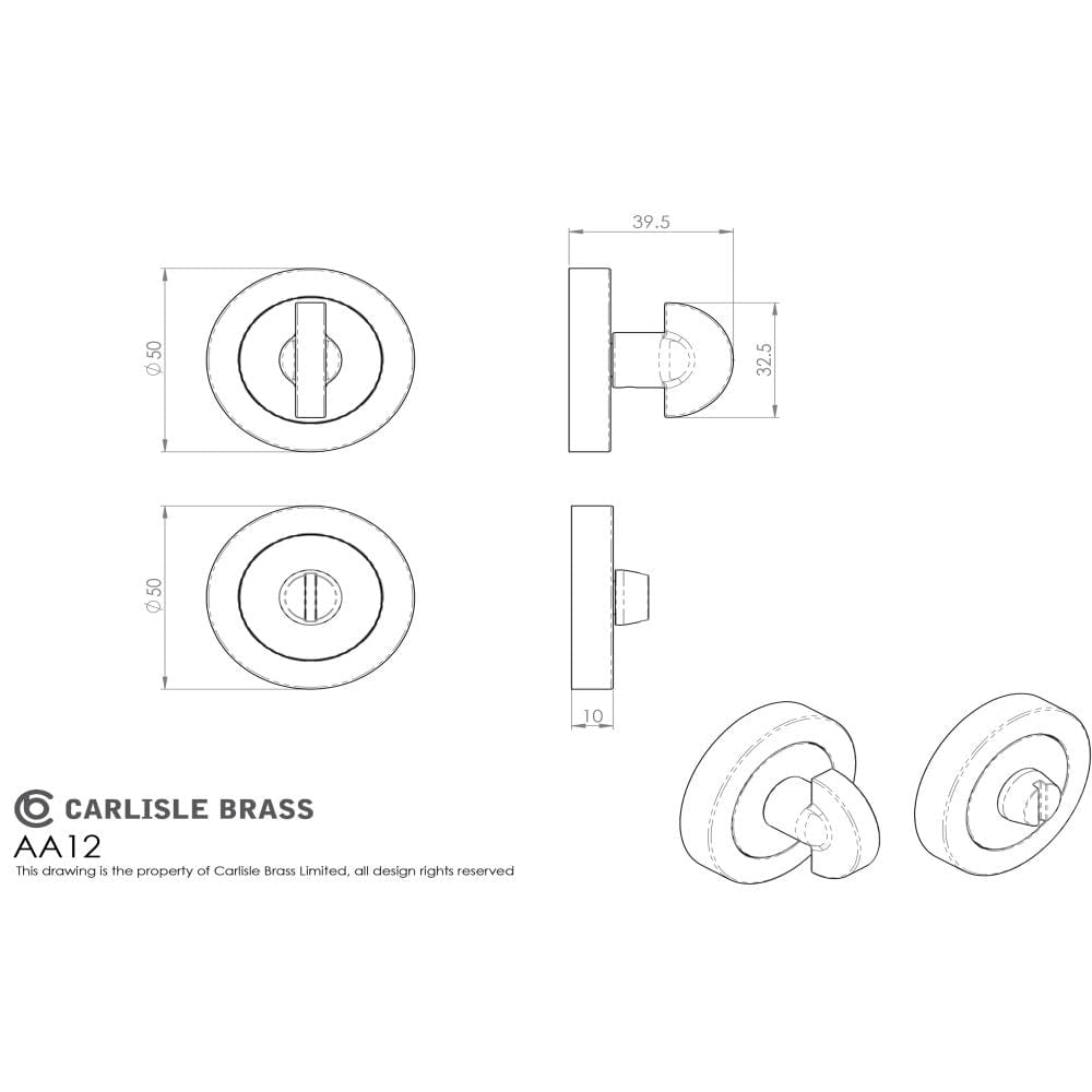 Carlisle Brass Door Furniture Polished Chrome / No Carlisle Brass - Turn and Release - Polished Chrome