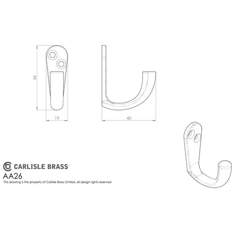 Carlisle Brass Accessories Polished Chrome / Single Coat Hooks Carlisle Brass - Victorian Robe Hook - Polished Chrome