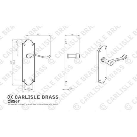 Carlisle Brass Door Furniture Polished Chrome / Latch Handles Carlisle Brass - Victorian Scroll Lever On Shaped Backplate - Latch (Contract Ra