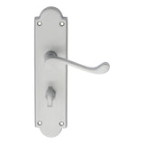 Carlisle Brass Door Furniture Satin Chrome / Bathroom Lock Handles Carlisle Brass - Victorian Scroll Lever on Shaped WC Backplate - Satin Chrome