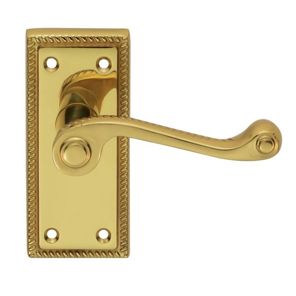 This is an image of a Carlisle Brass - Georgian Lever on Latch Backplate Contract - Polished Brass that is availble to order from Trade Door Handles in Kendal.