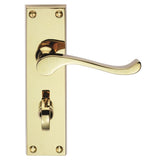 This is an image of a Carlisle Brass - Contract Victorian Scroll Lever on WC Backplate - Polished Bras that is availble to order from Trade Door Handles in Kendal.