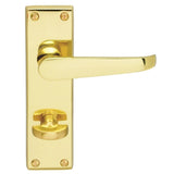 This is an image of a Carlisle Brass - Contract Victorian Lever on WC Backplate - Polished Brass that is availble to order from Trade Door Handles in Kendal.