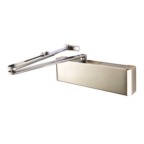 This is an image of a Eurospec - Full Cover Overhead Door Closer Variable Power 2-5 Polished - Polishe that is availble to order from Trade Door Handles in Kendal.