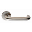 This is an image of a Eurospec - Safety Lever on Sprung Rose - Satin Stainless Steel that is availble to order from Trade Door Handles in Kendal.