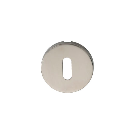 This is an image of a Eurospec - Standard Lock Escutcheon - Bright Stainless Steel that is availble to order from Trade Door Handles in Kendal.