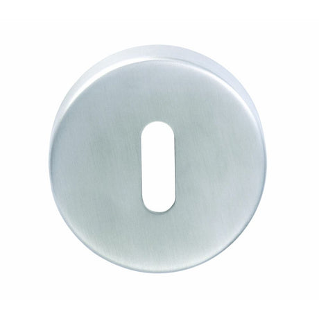 This is an image of a Eurospec - Standard Lock Escutcheon - Satin Stainless Steel that is availble to order from Trade Door Handles in Kendal.