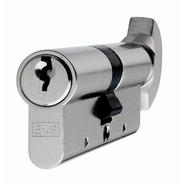 This is an image of a Eurospec - Contract Range 5 Pin Euro Cylinder and Turn - Nickel Plate  that is availble to order from Trade Door Handles in Kendal.