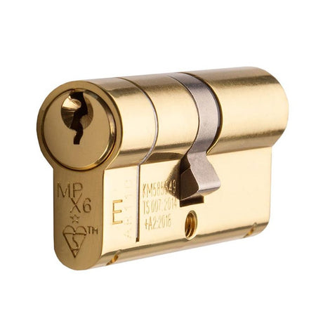 This is an image of a Eurospec - Mpx6 Euro Double Cylinder 70mm Ktd - Polished Brass  that is availble to order from Trade Door Handles in Kendal.