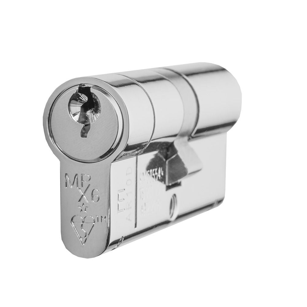 This is an image of a Eurospec - Mpx6 Euro Double Cylinder 70mm Ktd - Polished Chrome  that is availble to order from Trade Door Handles in Kendal.