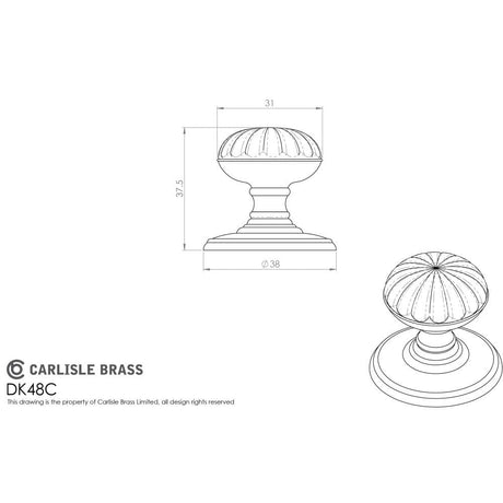 Delamain Cabinet Hardware Polished Chrome / Cabinet Knobs / 32mm Dia. Delamain - Flower Knob 32mm - Polished Chrome