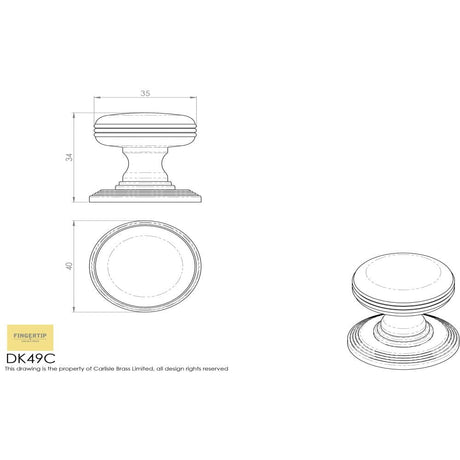 Delamain Cabinet Hardware Polished Chrome / Cabinet Knobs / 35mm Dia. Delamain - Ringed Knob 35mm - Polished Chrome