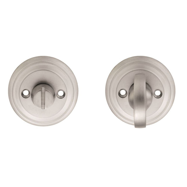 This is an image of a Carlisle Brass - Delamain Large Turn and Release - Satin Chrome that is availble to order from Trade Door Handles in Kendal.